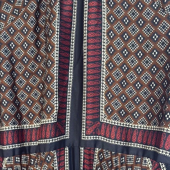 Sandro Blue and Red Pleated Long Sleeve Shirt Dress size 40 - Picture 7 of 7